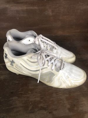 UNDER ARMOUR UA Command MC White Metallic Silver Lacrosse Cleats Mens Sz 10.5