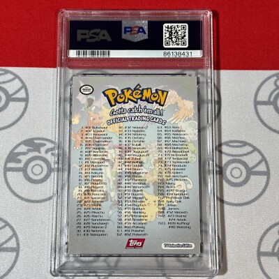 PSA 9 Topps 1999 Pokemon TV Checklist Pikachu Ash Charamander