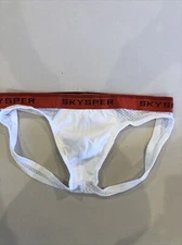 Skysper Mens Assless Underwera Pouched White Size 2XL