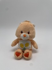 Care Bears FRIEND BEAR 8  Plush Peach Color Yellow Flowers 2002