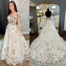 Casual Dresses Garden 3D Flower Leaf Lace Wedding Dresses Gowns Modest Backless