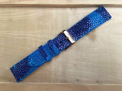 Cinturino orologio pelle Stingray blu multicolore, misura 18mm 20mm 22mm 24mm 26mm - Foto 9 di 10