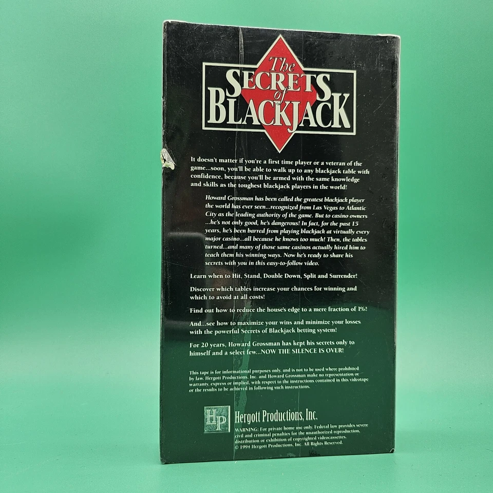 The Secrets of Blackjack VHS Tape Howard Grossman Casino Games NEW SEALED VHS Foto 2 de 3