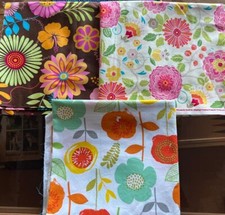 NEW QUILT SHOP QUALITY COTTON FABRIC 3 PIECES FLOWER THEME TOTAL 4 YARDS BY 44"