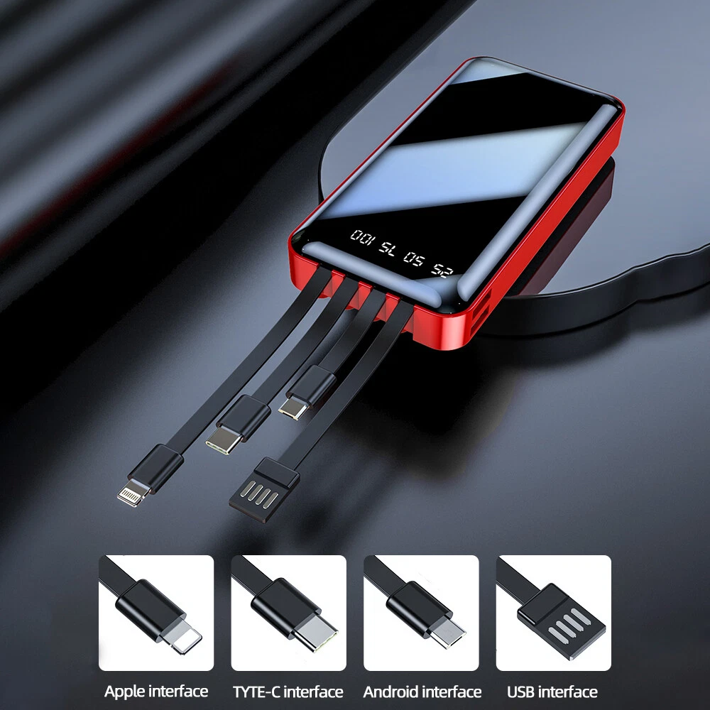 30000mAh Power Bank with LCD Display 4 USB & Type-C Portable Phone Charger