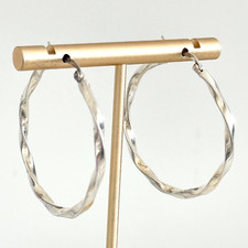 Vintage 925 Sterling Silver Large Twisted Design Ladies Hoop Earrings