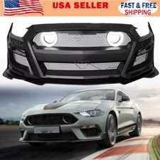 NEW Front Bumper Cover w/ LED Grille For 2015-2017 Ford Mustang Mach 1 Style