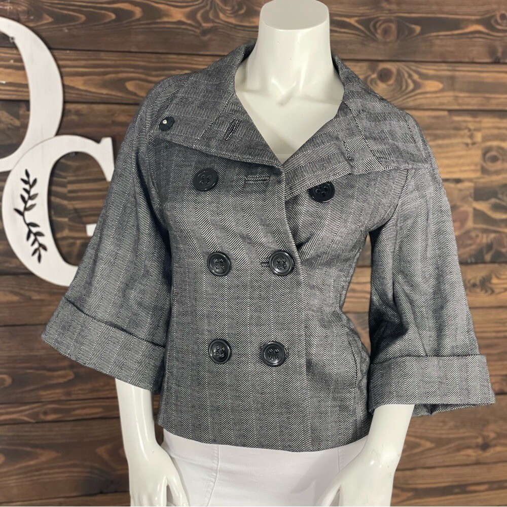 Express | Herringbone Double-Breasted Blazer Notc… - image 2