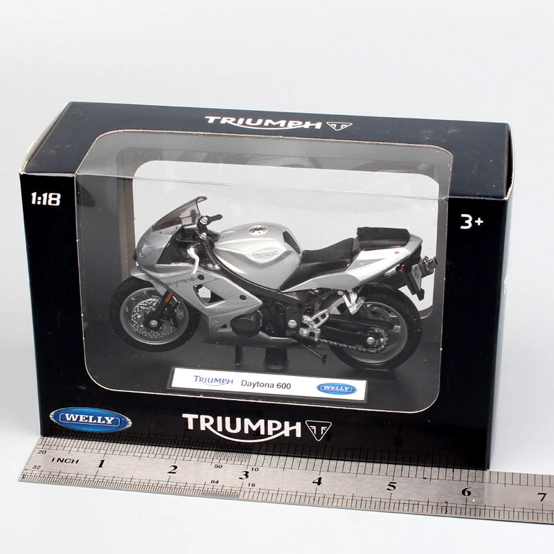 1:18 Scale Welly 2004 Triumph Daytona 600 Motorcycle Model Bike Toys Silver - Image 2 of 4