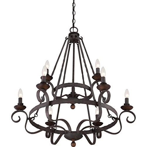 Quoizel NBE5009RK 9-Light Noble Foyer Piece in Rustic Black - Picture 4 of 7