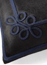 225 RALPH LAUREN MERKEL PLUSH VELVET EMBROIDERED DECORATIVE THROW PILLOW BLACK