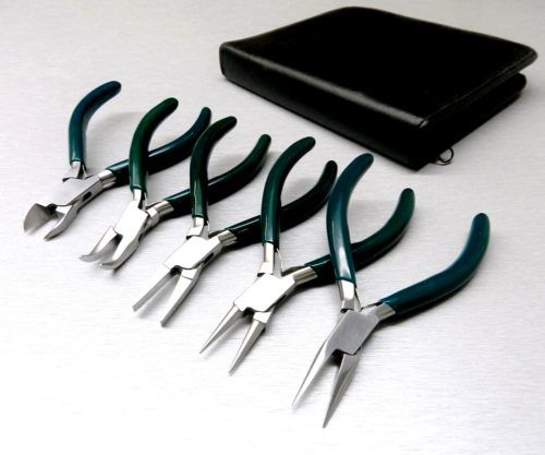 5 Pc Jewelers Pliers Set Jewelry Making Beading Wire Wrapping Hobby 5" Plier Kit - Picture 1 of 7