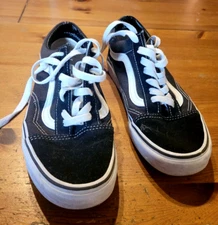 Men's  Vans Size 6 Old Skool Low Black Suede Canvas Shoes women 7.5