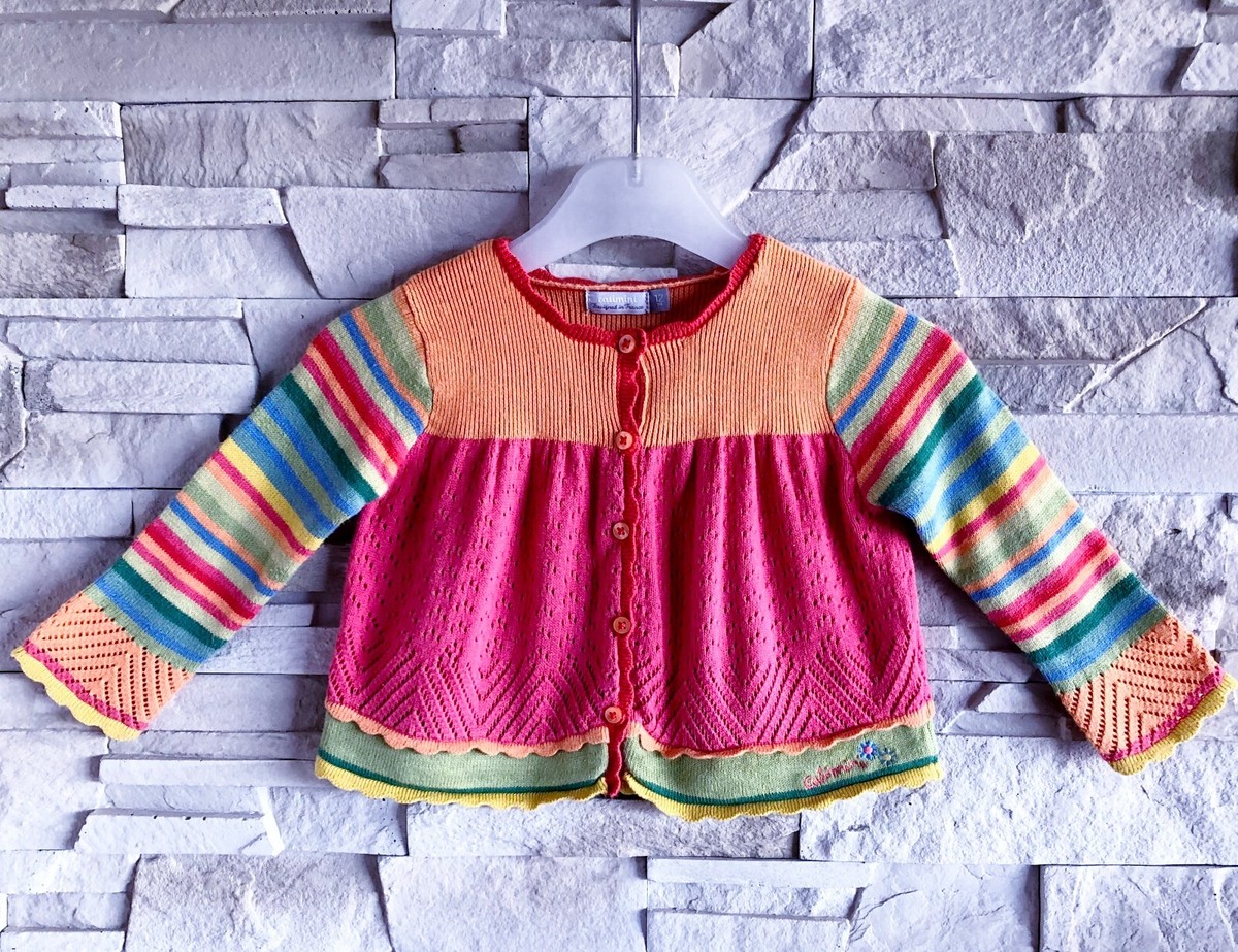 Ensemble 4 Pièces Catimini Bébé Fille – Robe, Culotte, Chapeau Et Gilet, Taille 12 Mois, Motif Fleurs Et Papillons, Occasion En Excellent état