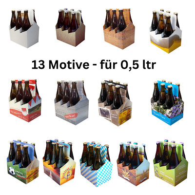 Flaschenträger Bierträger Six-Pack Sixpack Träger f. 6 Bierflaschen - 13 Motive 