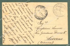 REGIO CACCIATORPEDINIERE IRREQUIETO. 2 bolli al retro di cartolina per Livorno