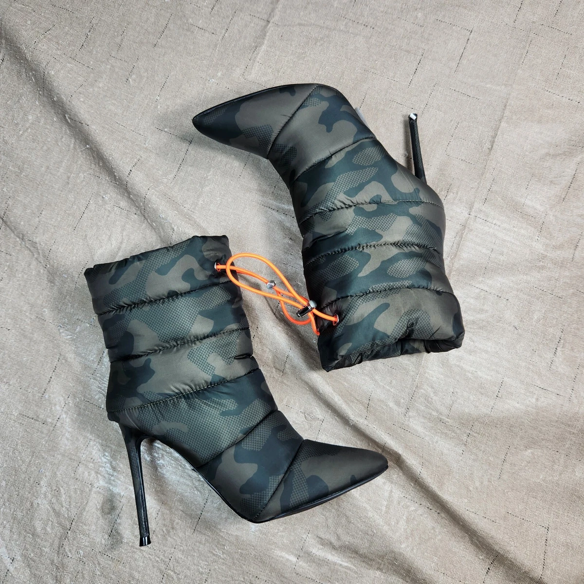 Brinkley Bootie|women's Camouflage Peep Toe Ankle Boots - High Heel Lace-up  Booties