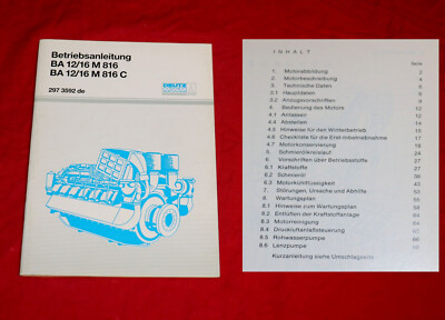 DEUTZ BA 12 + 16 M 816 C , Betriebsanleitung, Deutz MWM Motor, 12 + 16 Zylinder