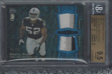KHALIL MACK 2014 BOWMAN STERLING BLUE WAVE REF DUAL RELIC 1/15 #BSRDR-KM BGS 9.5