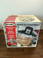 Vtg Rival Wooden Electric Ice Cream Maker Model 8550X Made In USA Tested Working