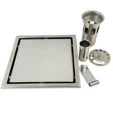Shower Drain Brushed Nickel Square Cover Modern Style Low Profile New in Box
