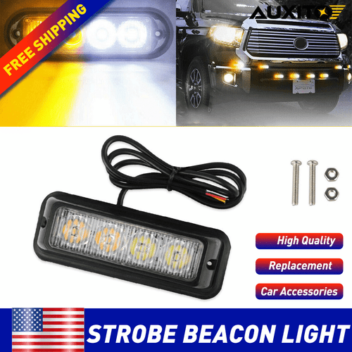 1PCS LED Strobe Light Bar Car Truck Flashing Warning Hazard Beacon Amber & White