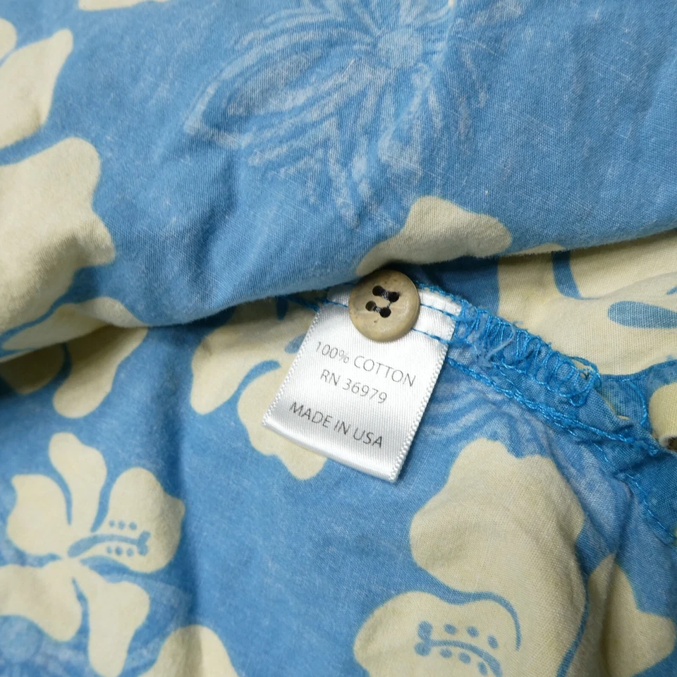Camisa Hawaiana Go Barefoot Para Hombres XL Azul Algodón Manga Corta Abotonada EE. UU. Floral Foto 4 de 4