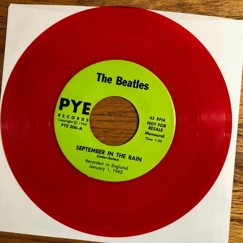BEATLES SEPTEMBER IN THE RAIN/SHEIK OF ARABY RED VINYL 7" SINGLE PYE 1978 EX