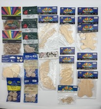 Wooden Craft Supplies NWT In Various Shapes and Sizes Lot of 23 with 163pc