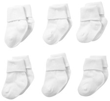 Baby Girls 6 Pair Pack Seamless Turn Cuff Socks Infant Hosiery