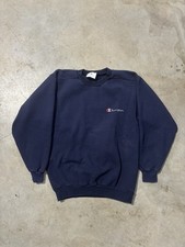 Vintage 90s Champion Embroidered Navy Crewneck Sweatshirt / Made in USA / Size L