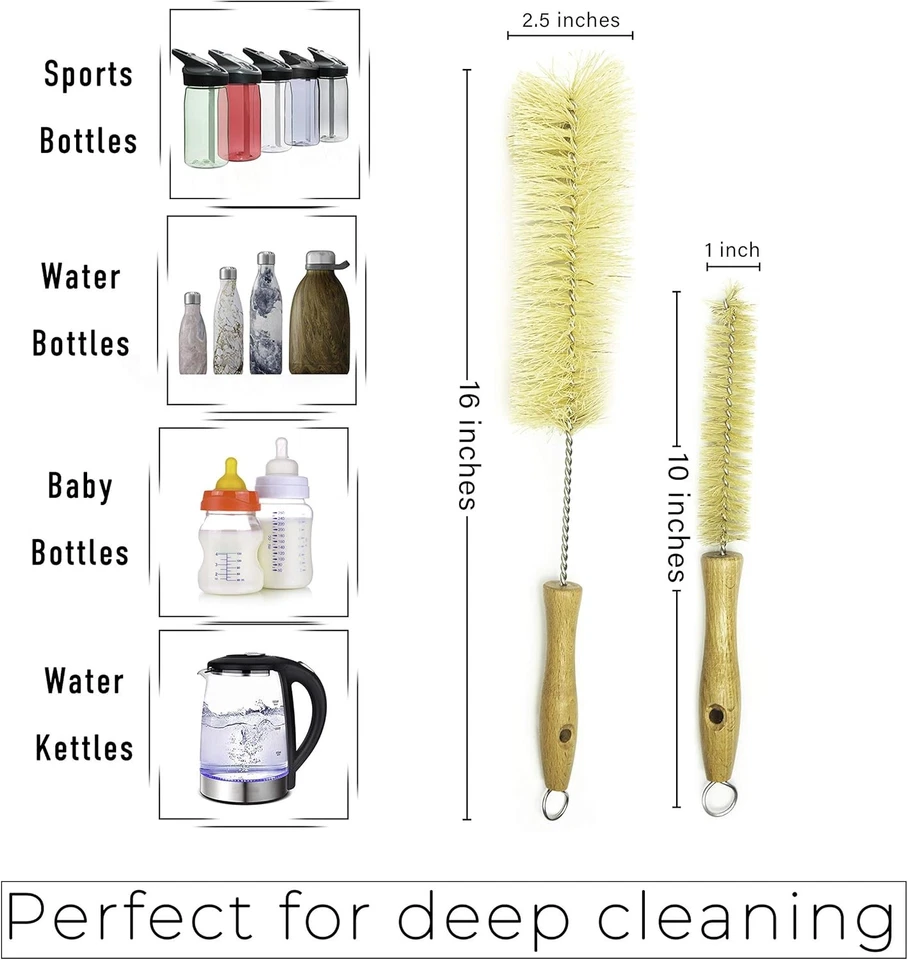 Juego de cepillo y pajita para botellas totalmente natural (sin plástico) Foto 2 de 4