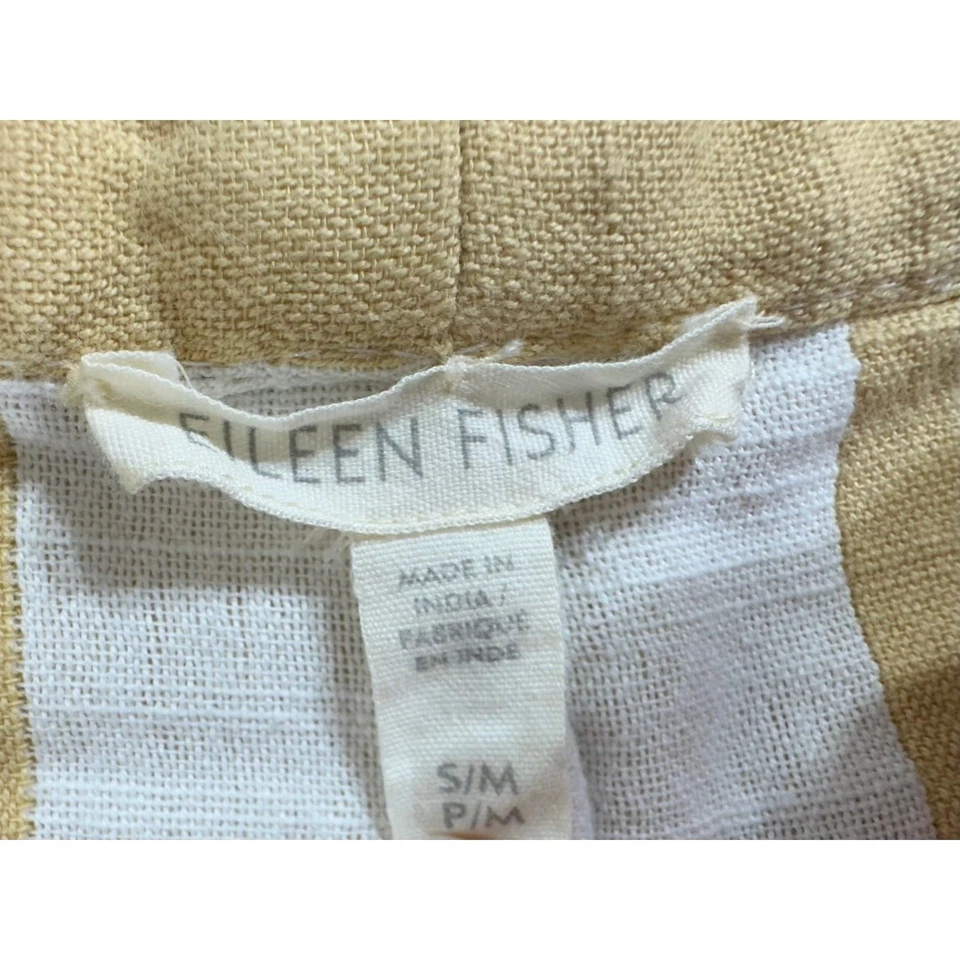 Eileen Fisher Organic Cotton Gold Striped Kimono Jacket Small Medium Open Front - Image 4 of 4
