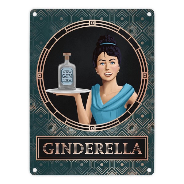 Ginderella Gin Metallschild In 15X20 Cm FüR Gin-Liebhaber-image