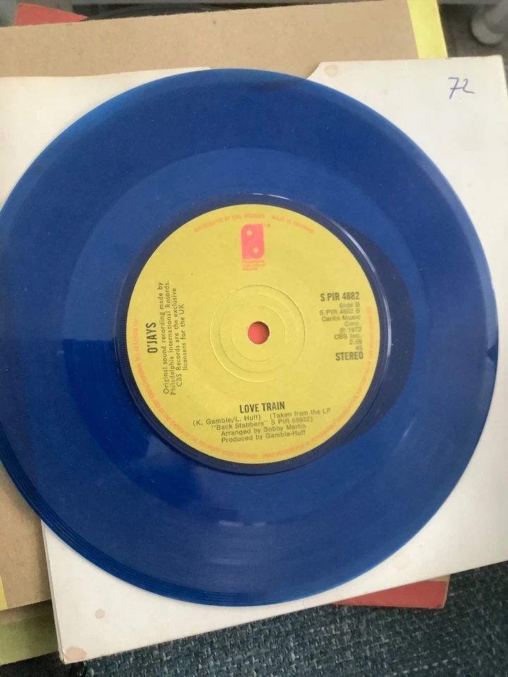 O ‘ Jays. Love Train. Back Stabbers. 7” vinyl. BLUE - Image 2 of 3