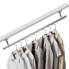 YAGEANNL Closet Rail Hanging Rod Ceiling Clothes Rack Any Angle Silver 