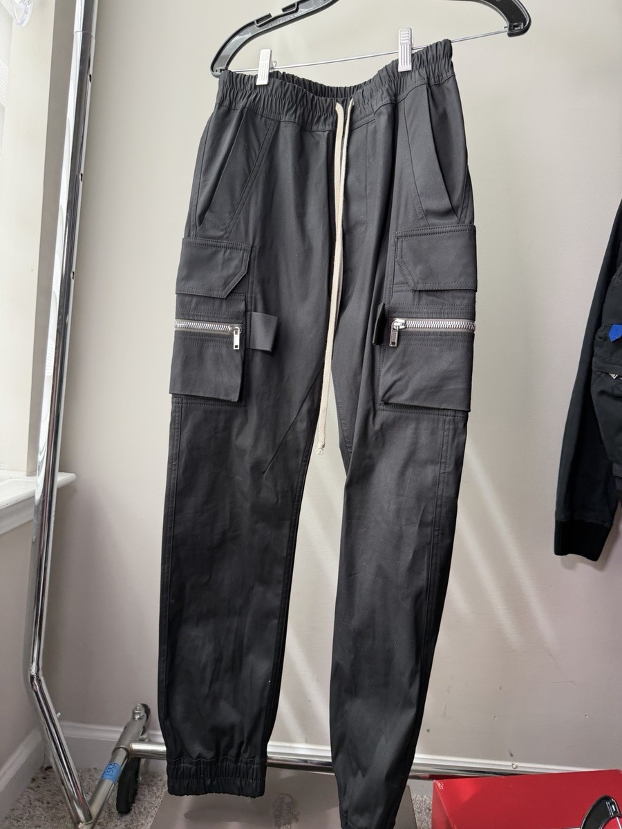 Rick Owens Mastodon Cargo Pants Size 48 Black NWT Made In Italy