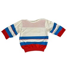 Vintage Gitano Striped Sweatshirt 80s Red White Blue Colorblock Pockets Large