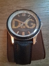 Dolce & Gabbana Men's All Stainless Steel Watch with Black Leather Band