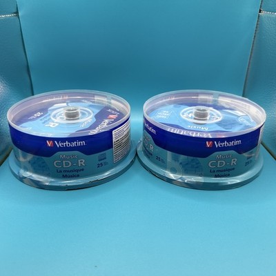 2 count 25 VERBATIM Music CD-R 40X  Branded Logo 700MB Audio Media Disc Spindle
