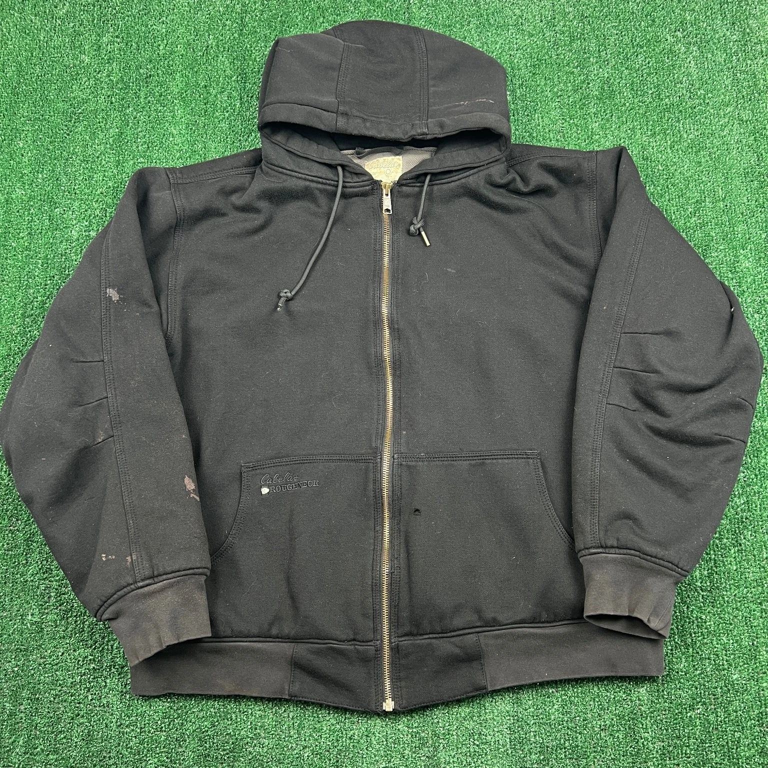 VTG Cabela's Roughneck Full Zip Blank Thermal Lined Black Hoodie Men's 2XL Boxy
Opens in a new windo