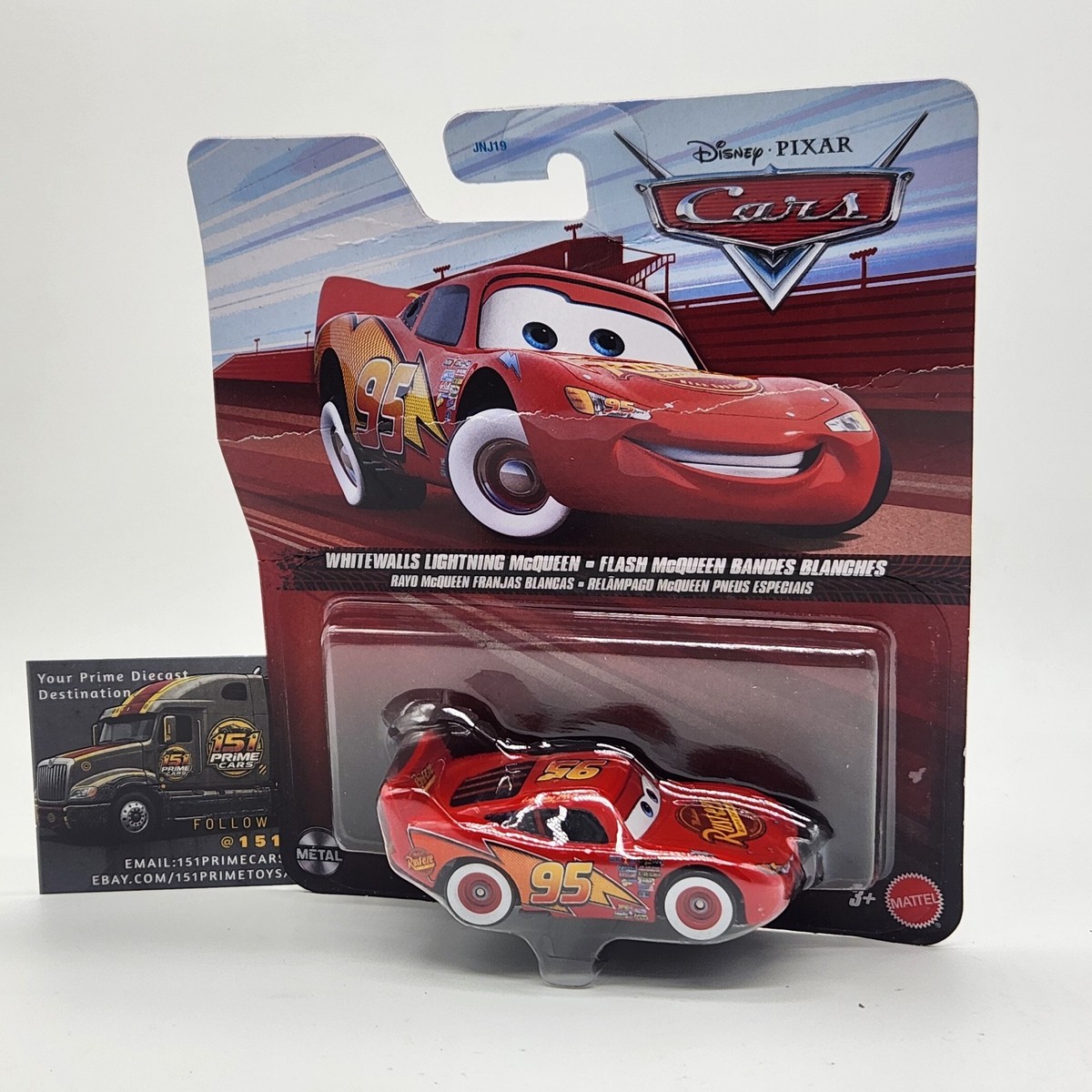 Disney Pixar Cars Whitewalls Lightning McQueen Diecast Mattel 1:55