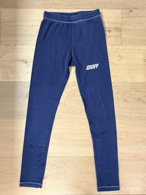 DKNY Active VTG Leggings Women's Small 90s Navy Blue Logo Cotton  Ankle Length