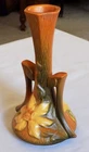 Vtg ROSEVILLE POTTERY ~ Double Handle BUD VASE ~ CLEMATIS 187-7 ~ ca 1944 MINT*