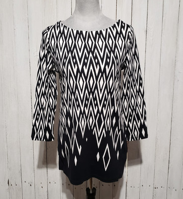 NEW Rafaella S Tunic Top Black White Diamond Mod Retro 60s 70s Punk Womens Mod