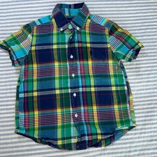 Ralph Lauren Boys Multi-Color Plaid Short Sleeve Button Down Shirt Size 5