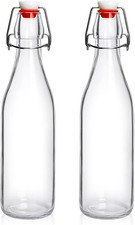 2 Pack Swing Top Glass Bottles 16oz, Flip Top Glass Bottle with Airtight Lid for