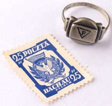 Poland ring trench art WW2 Stamp polish eagle 800 silver signet WWII coat of arm