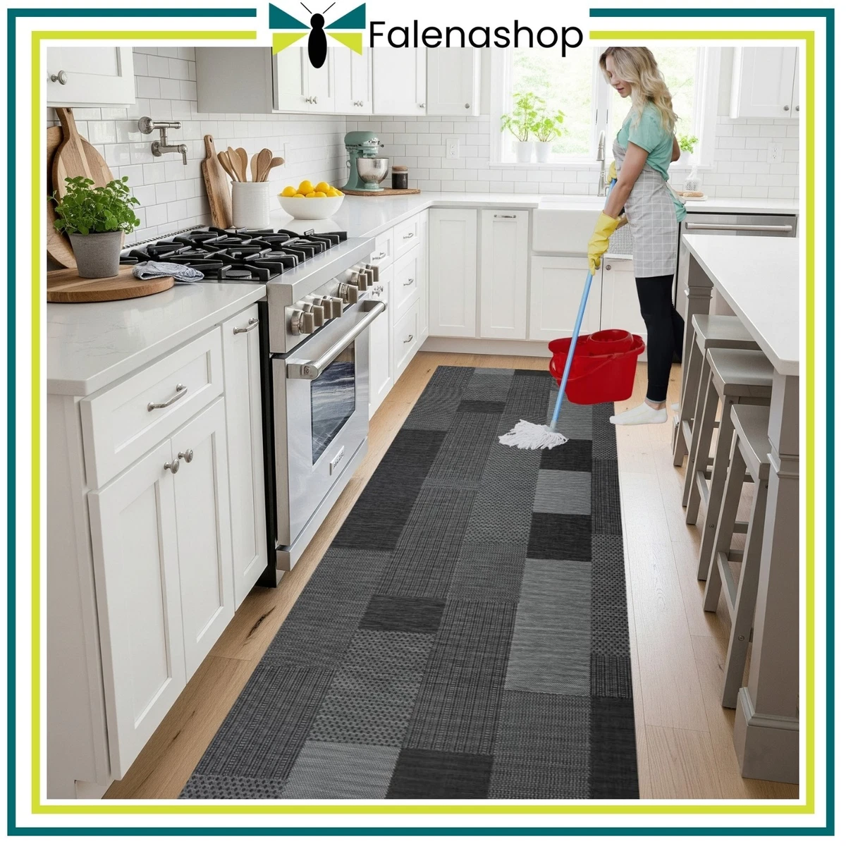 Tappeto Passatoia Cucina Assorbente 60x300 Cm: Runner Antiscivolo Lavabile, Moquette Per Corridoio E Ingresso, Moderno