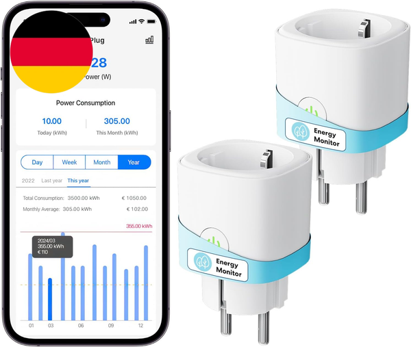 meross Smart Wlan Steckdose Mit Strommessung 16A, Zeitschaltuhr Steckdose Mit Sp-image